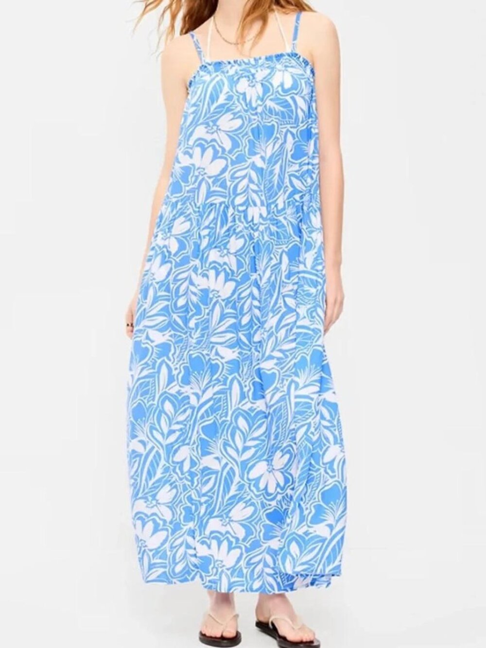 NWT Airy Smocked Maxi Dress - blue floral